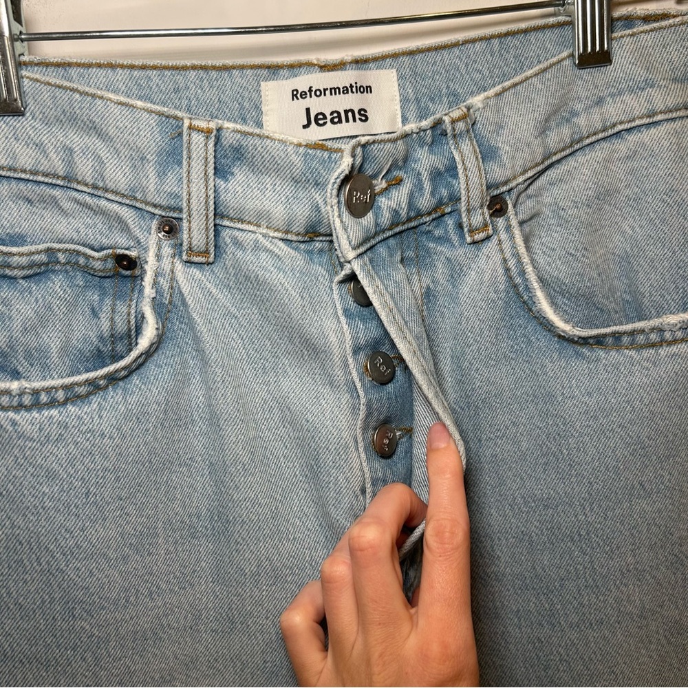 Reformation Cynthia Patch High Rise Straight Jeans in Tahoe Size 25 - Picture 5 of 16